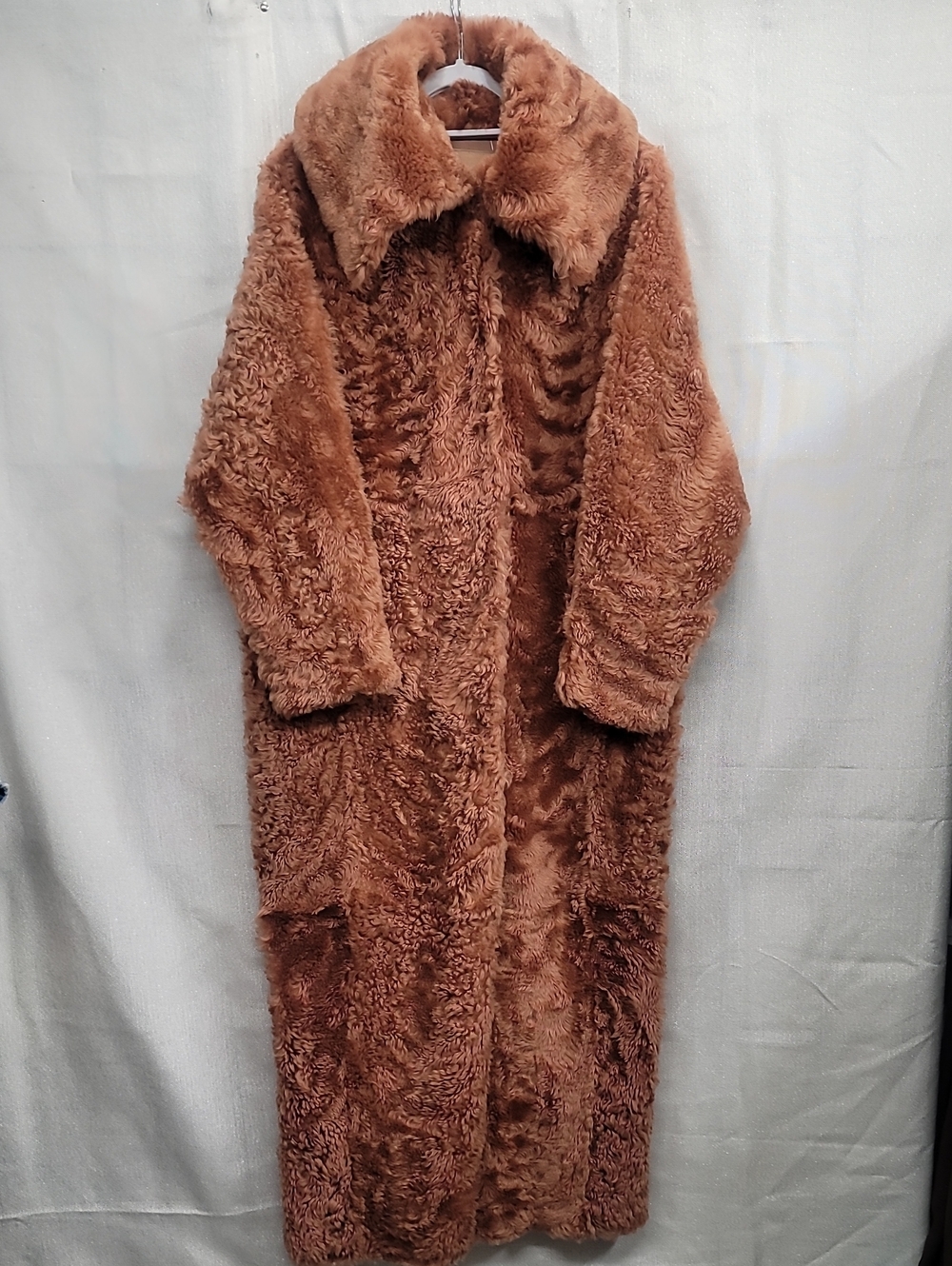 DROMe 100% Shearling Full Length Coat in Dusty Pink Size Small